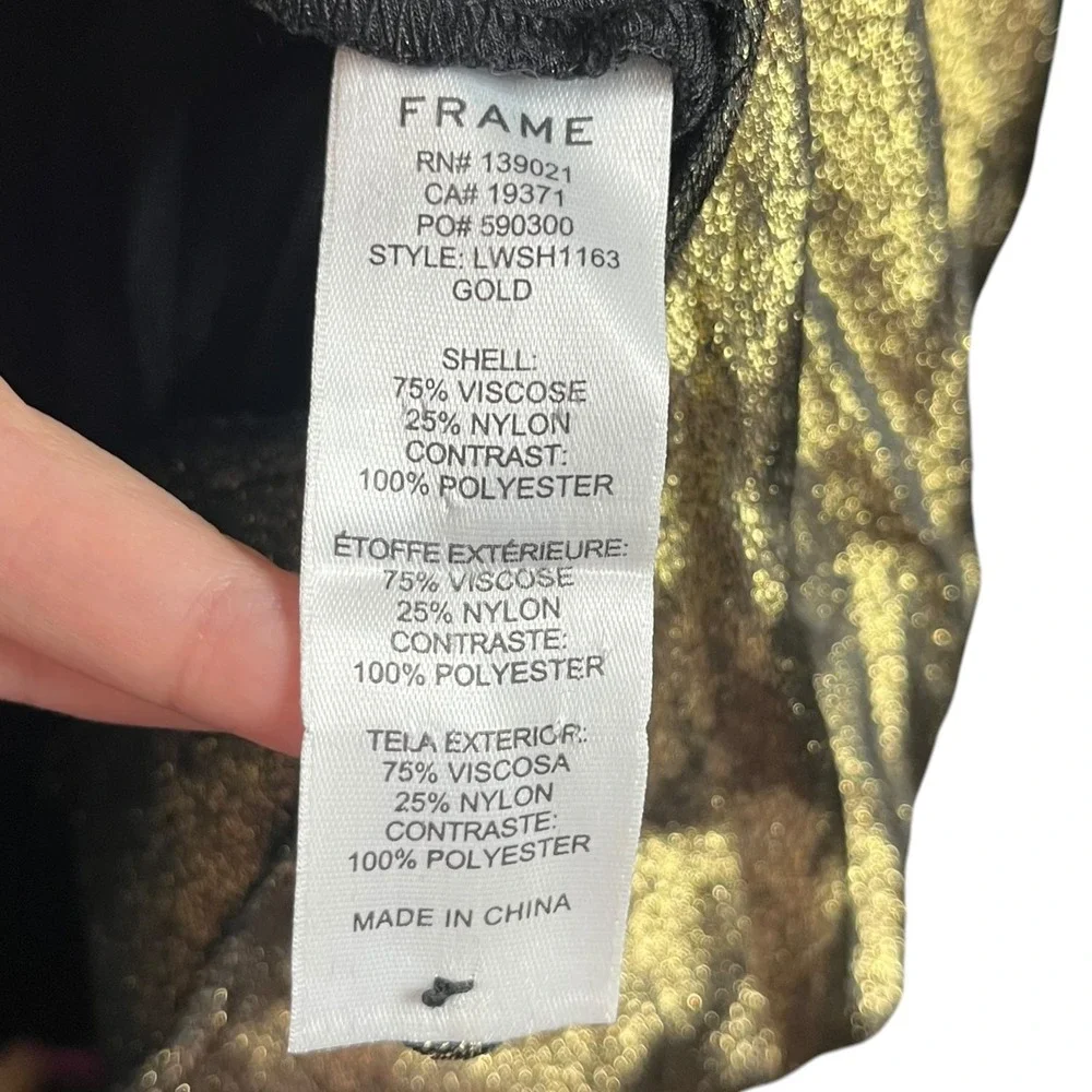 FRAME Metallic Gold Wrap Blouse Women's Medium Long Sleeve Party Top Night Out